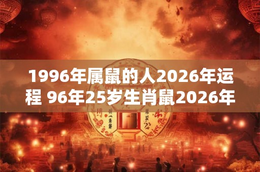 1996年属鼠的人2026年运程 96年25岁生肖鼠2026年运势