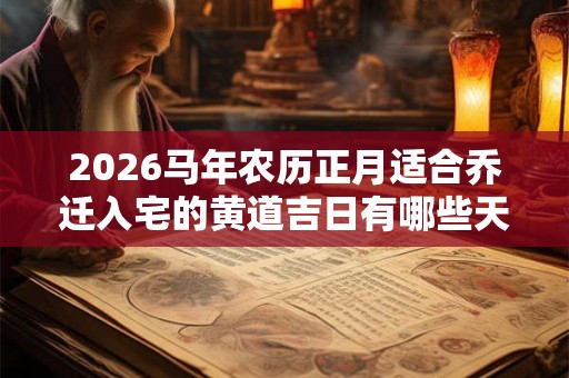 2026马年农历正月适合乔迁入宅的黄道吉日有哪些天？
