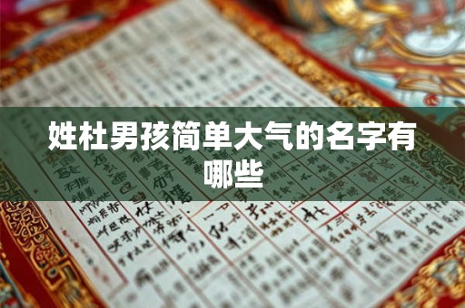 姓杜男孩简单大气的名字有哪些