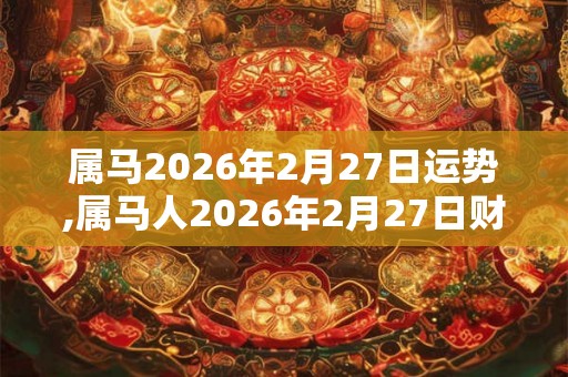 属马2026年2月27日运势,属马人2026年2月27日财运,生肖马2026年2月27日运势