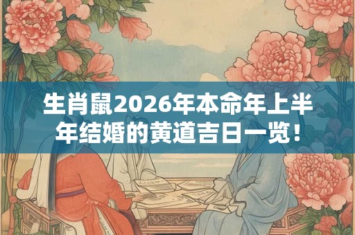 生肖鼠2026年本命年上半年结婚的黄道吉日一览！