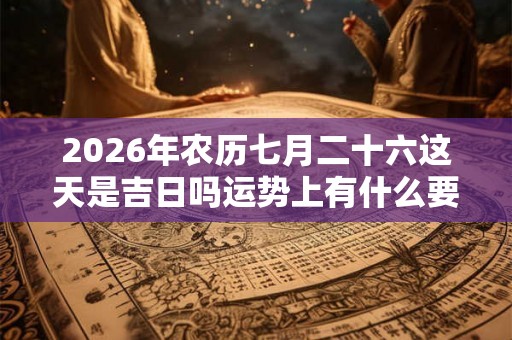 2026年农历七月二十六这天是吉日吗运势上有什么要点