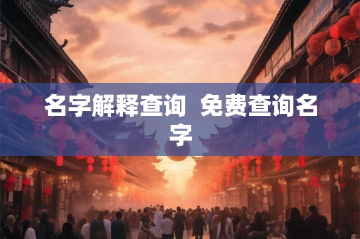 名字解释查询  免费查询名字