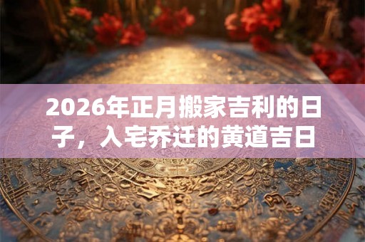 2026年正月搬家吉利的日子，入宅乔迁的黄道吉日