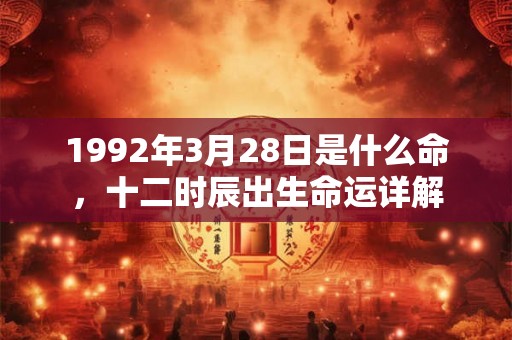 1992年3月28日是什么命，十二时辰出生命运详解