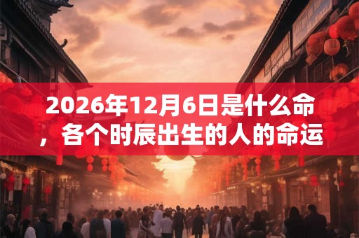 2026年12月6日是什么命，各个时辰出生的人的命运