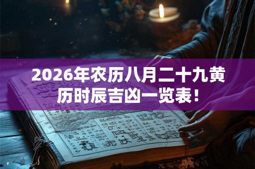 2026年农历八月二十九黄历时辰吉凶一览表！