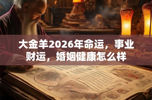 大金羊2026年命运，事业财运，婚姻健康怎么样