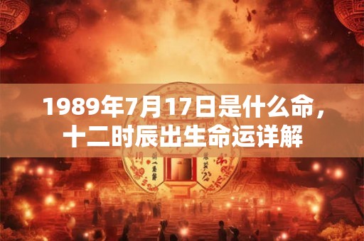 1989年7月17日是什么命，十二时辰出生命运详解