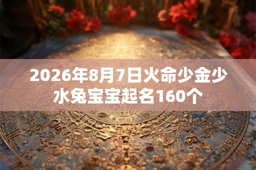 2026年8月7日火命少金少水兔宝宝起名160个