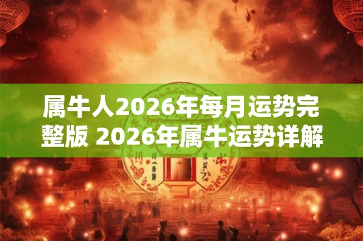 属牛人2026年每月运势完整版 2026年属牛运势详解