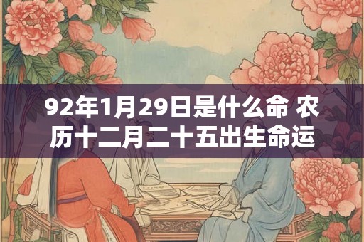 92年1月29日是什么命 农历十二月二十五出生命运
