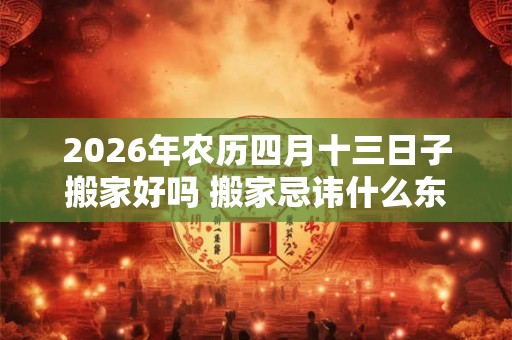 2026年农历四月十三日子搬家好吗 搬家忌讳什么东西 2026年农历四月十三日子搬家好吗 搬家忌讳什么东西