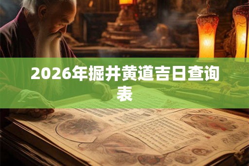 2026年掘井黄道吉日查询表