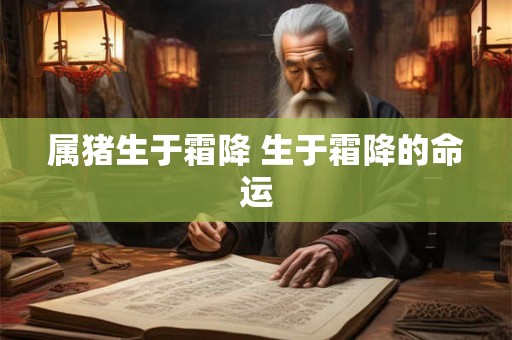 属猪生于霜降 生于霜降的命运