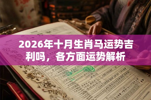 2026年十月生肖马运势吉利吗，各方面运势解析