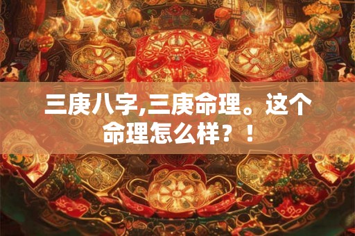 三庚八字,三庚命理。这个命理怎么样？！
