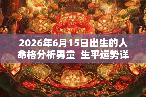 2026年6月15日出生的人命格分析男童  生平运势详解