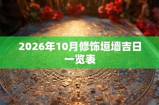 2026年10月修饰垣墙吉日一览表
