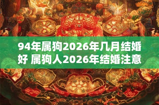 94年属狗2026年几月结婚好 属狗人2026年结婚注意事项