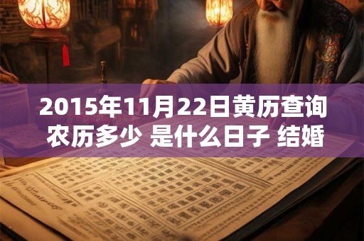 2015年11月22日黄历查询 农历多少 是什么日子 结婚吉时