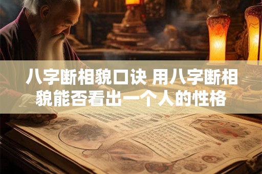 八字断相貌口诀 用八字断相貌能否看出一个人的性格