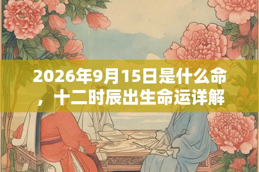 2026年9月15日是什么命，十二时辰出生命运详解