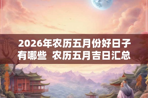 2026年农历五月份好日子有哪些  农历五月吉日汇总表