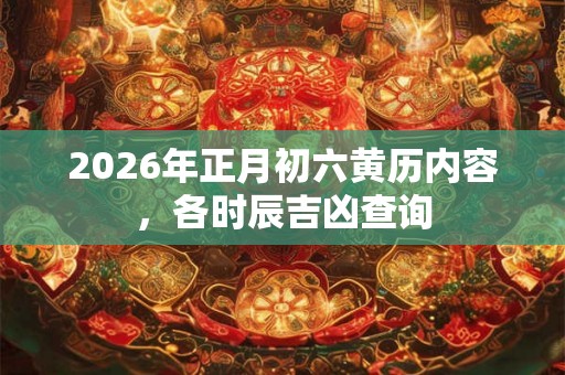 2026年正月初六黄历内容，各时辰吉凶查询
