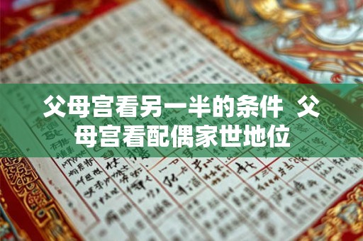 父母宫看另一半的条件  父母宫看配偶家世地位
