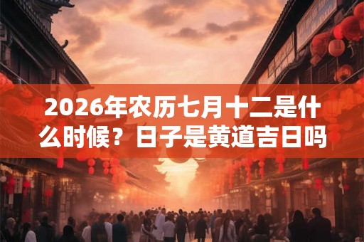 2026年农历七月十二是什么时候？日子是黄道吉日吗？