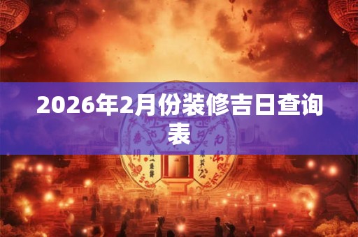 2026年2月份装修吉日查询表