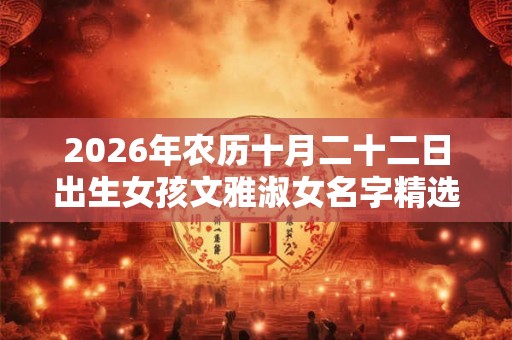 2026年农历十月二十二日出生女孩文雅淑女名字精选