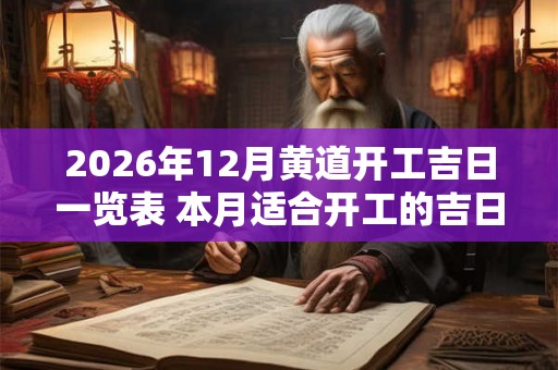 2026年12月黄道开工吉日一览表 本月适合开工的吉日查询
