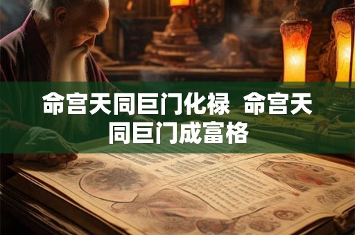 命宫天同巨门化禄 命宫天同巨门成富格 命宫天同巨门化禄 命宫天同巨门成富格