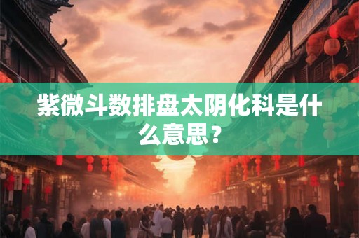 紫微斗数排盘太阴化科是什么意思？