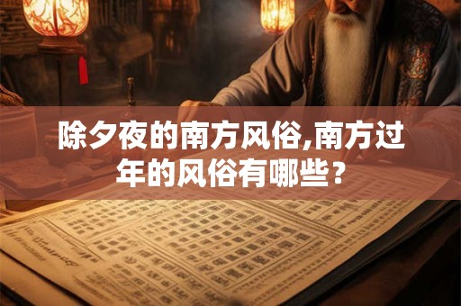 除夕夜的南方风俗,南方过年的风俗有哪些? 除夕夜的南方风俗,南方过年的风俗有哪些?