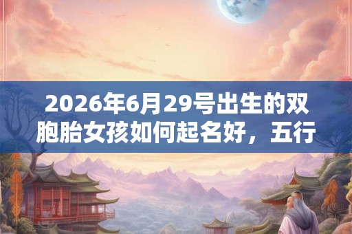 2026年6月29号出生的双胞胎女孩如何起名好，五行属什么？