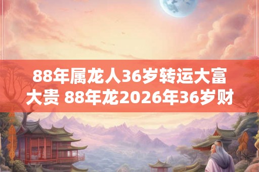 88年属龙人36岁转运大富大贵 88年龙2026年36岁财运如何