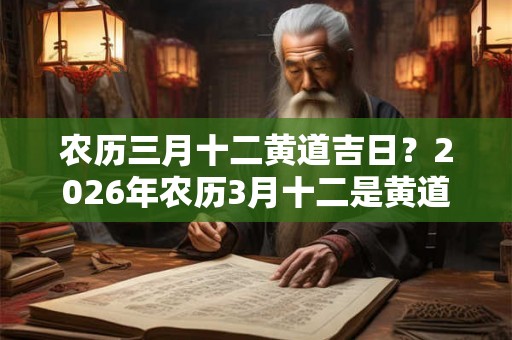 农历三月十二黄道吉日？2026年农历3月十二是黄道吉日吗