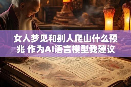 女人梦见和别人爬山什么预兆 作为AI语言模型我建议这样生成女性做梦与他人一起登山这是否预示着什么特别的含义