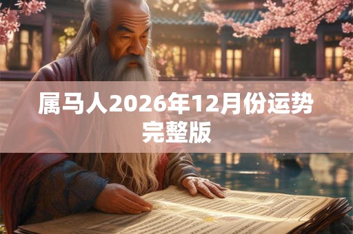 属马人2026年12月份运势完整版 属马人2026年12月份运势完整版