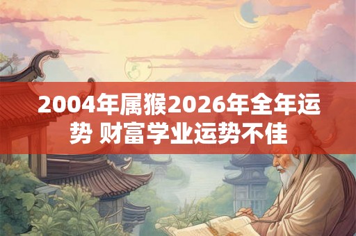 2004年属猴2026年全年运势 财富学业运势不佳 2004年属猴2026年全年运势 财富学业运势不佳