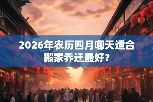 2026年农历四月哪天适合搬家乔迁最好? 2026年农历四月哪天适合搬家乔迁最好?