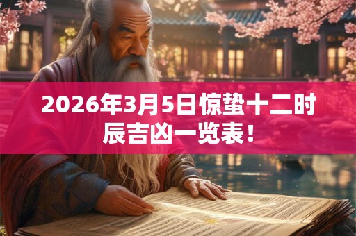2026年3月5日惊蛰十二时辰吉凶一览表！