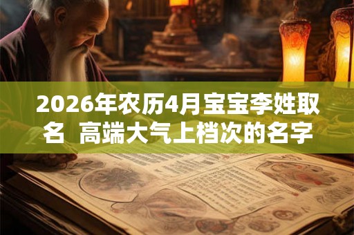 2026年农历4月宝宝李姓取名  高端大气上档次的名字