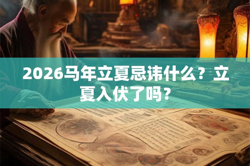 2026马年立夏忌讳什么？立夏入伏了吗？