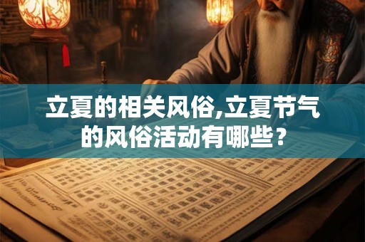立夏的相关风俗,立夏节气的风俗活动有哪些？