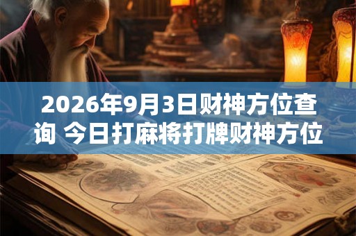2026年9月3日财神方位查询 今日打麻将打牌财神方位