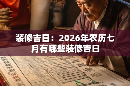 装修吉日：2026年农历七月有哪些装修吉日